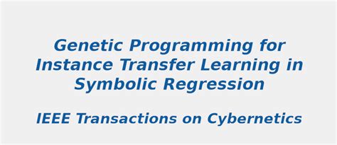 Trending Research Topic in Genetic Programming for Instance Transfer ...