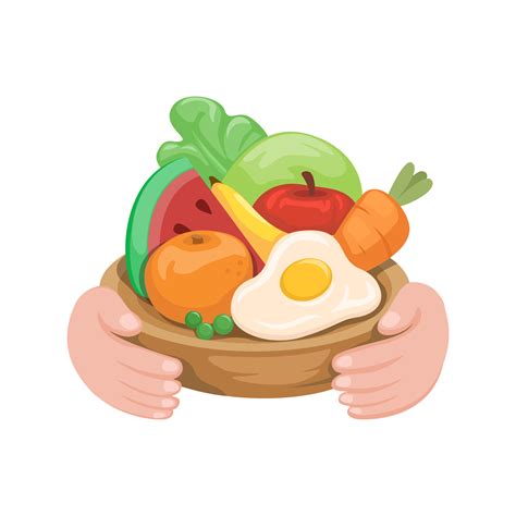 Healthy food in hand symbol cartoon illustration vector 13947655 Vector ...