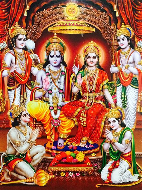 Samriddhi Laminated Lord Sita Ram Darbar Poster Home : Amazon.in: Home ...