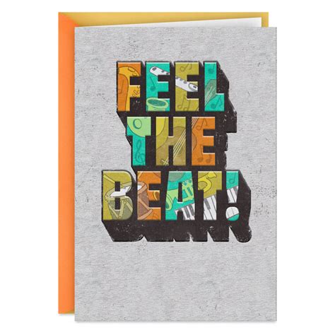 Feel the Beat Musical Icons Lettering Birthday Card for Kids - Greeting ...
