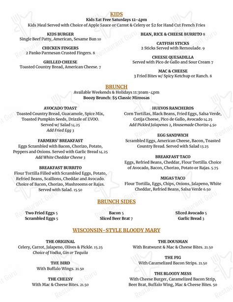 Menu at The Dram Shop Bar, New York City