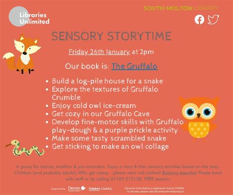 Sensory Storytime - The Gruffalo, South Molton Library, January 26 2024 ...