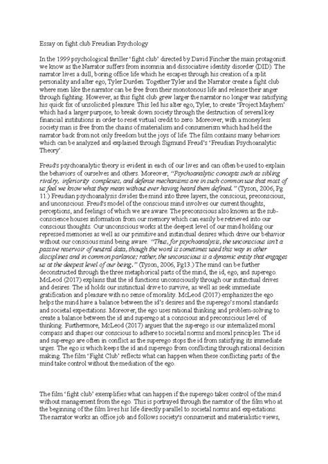Fight Club Essay (91479) EXCELLENCE - Essay on fight club Freudian ...