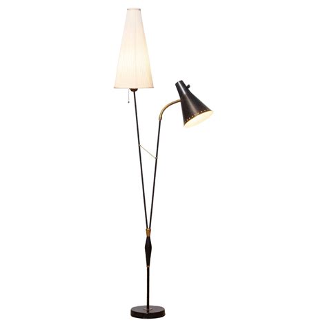 1950's, Black and Brass Floor / Reading Lamp by Hans Bergström for ...