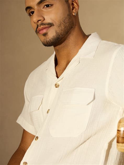 White: Half Sleeves Muslin Resort Shirt – Dennison Fashion India