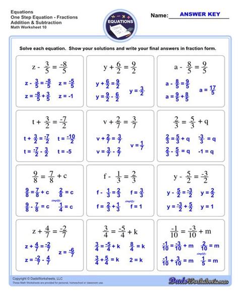 Solving One Step Equations Worksheet 的图像结果