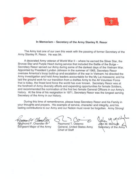 Secretary of the Army Resor tri-signed letter | Article | The United ...
