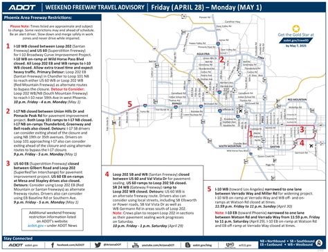 Phoenix-area freeway closures this weekend, April 28-May 1 | North ...