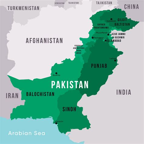 Pakistan Country and Capital City Full Map 23167282 Vector Art at Vecteezy - capital city of pakistan
