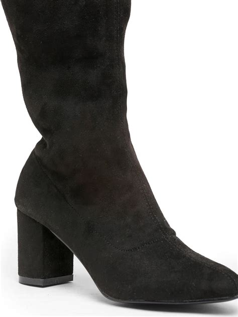 Women's Black Suede Over-the-Knee Boots - Block Heel Thigh High Boots ...