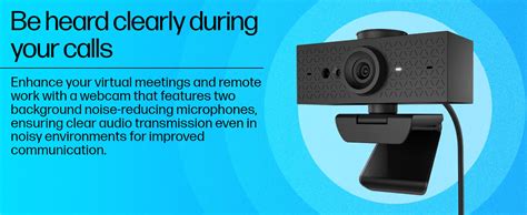 HP 620 FHD Webcam, Wired USB 3.0 Type-A, FHD 1080p, 2 x Noise-reducing ...