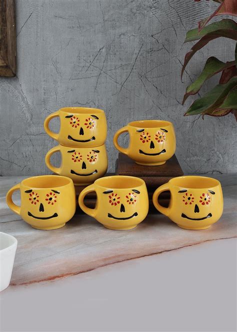Get Stylish Ceramic Smiley Emoji Faces Handcrafted Tea, Milk & Coffee ...