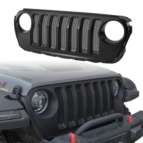 LitMiRaCle Front Grille Grid Grill W/Mesh for Jeep Wrangler JL 2018-2023 Gladiator JT ...