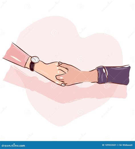 Colored Hand Sketch Holding Hands Illustration Drawing Love Shape ...