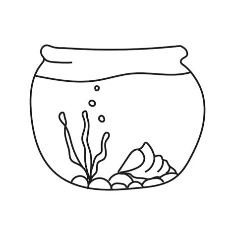 Handgezeichnetes Vektorgrafik-Aquarium | Premium Vektor