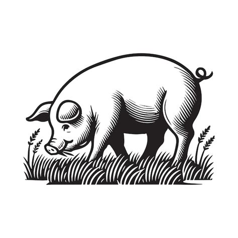 Le contour du cochon Clipart illustration vectorielle du cochon en noir ...