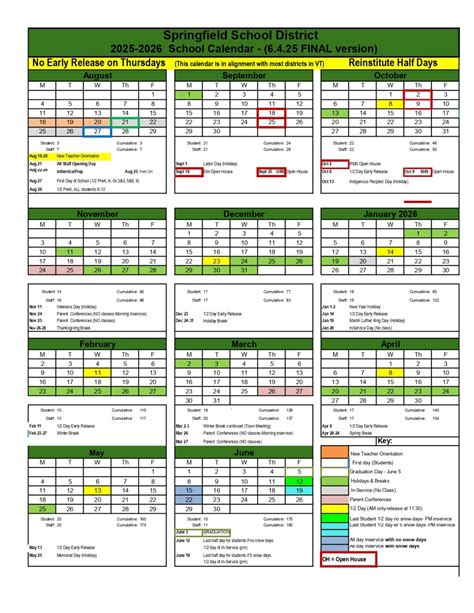 Springfield School District VT Calendar 25-26 Revised [pdf] - EduCounty