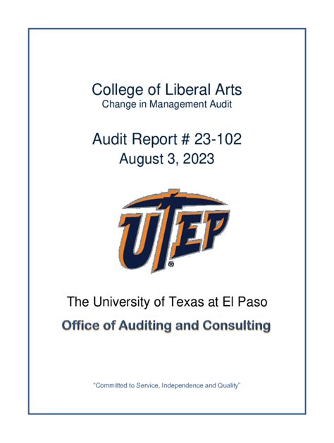 Fillable Online UTEP College of Liberal Arts Change in Management ...