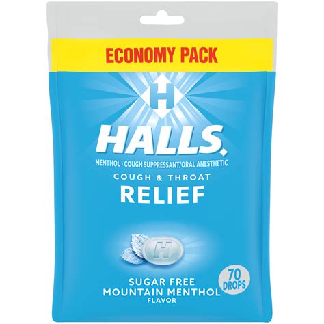 HALLS Relief Mountain Menthol Sugar Free Cough Drops, Economy Pack, 70 ...