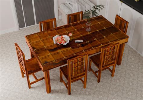 Buy Gilbert 6-Seater Dining Table Set (Honey Finish) Online in India ...
