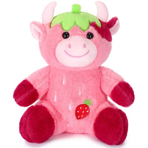 Amazon.com: HyDren Pink Cow Stuffed Animal 9.8" Soft Cute Strawberry ...