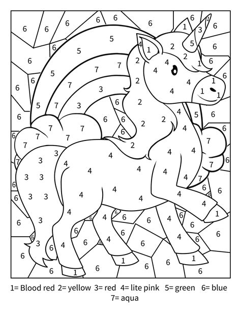 Printable: Unicorn Color by Number Activity Page for Toddlers, Kids ...