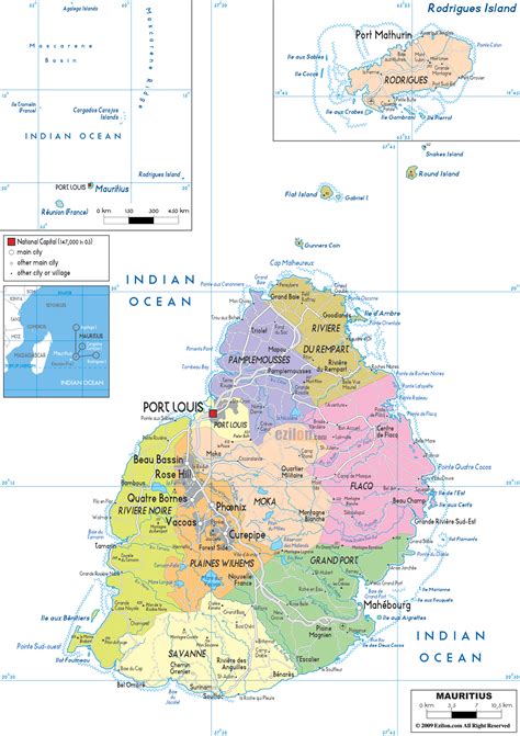 Detailed Political Map of Mauritius - Ezilon Maps