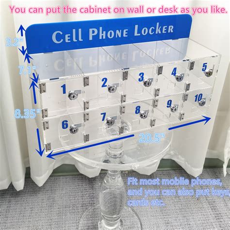 Buy Clear Cell Phone Locker Box with Door Locks and Keys Wall-Mounted ...
