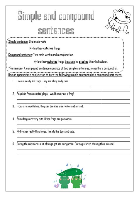 Image result for Simple vs Compound Sentences Worksheet
