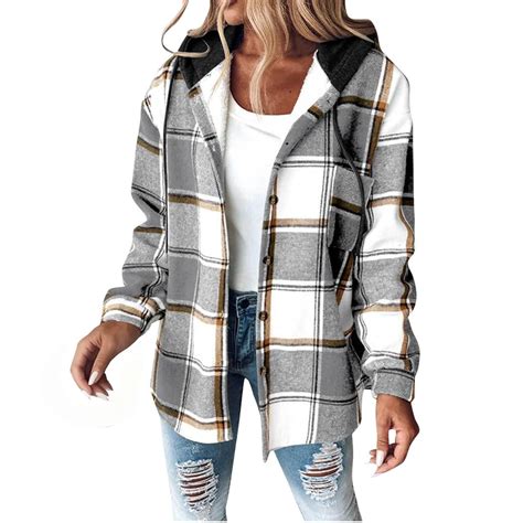 AOIROE Fall Coats for Women 2025,Mens Jacket,Plaid Shacket Jacket Women ...
