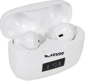 markif ELEGANT WHITE EARBUDS WITH LED DISPLAY Bluetooth Gaming Headset ...
