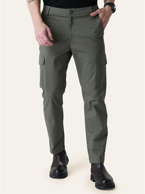 Olive Green Solid Cargo Pants – P E R C H