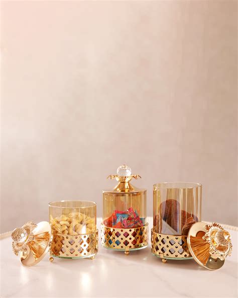 CrownLuxe Trio Jar Set – Aarvi Decor Studio