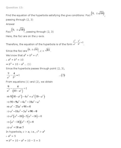Conic Sections, Class 11 Mathematics NCERT Solutions