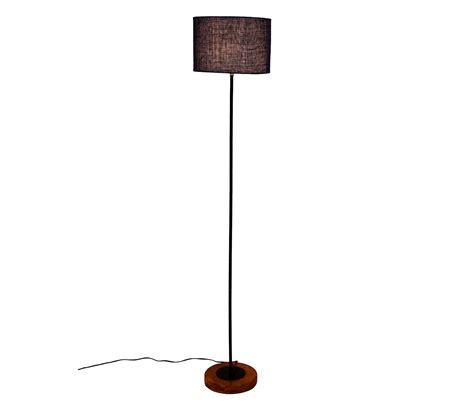 Buy Drum Shade Stick Floor Lamp with Wood Round Base (Blue) @42% OFF ...