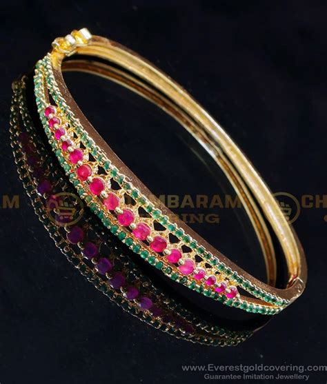 Buy Gold Plated Daily Use Ruby Emerald Bracelet for Women