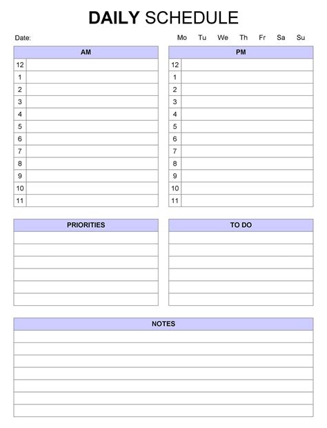 Free Printable Time Schedule 的图像结果