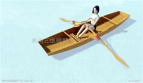 划船的3D人物SU模型 景观小品模型SU模型