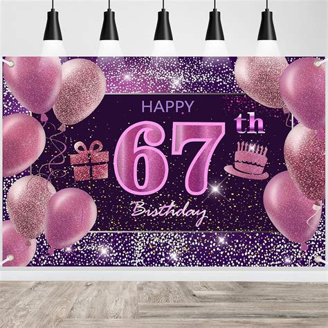 Buy 67th Birthday Decorations for Girls IMISI Happy Birthday Banner ...