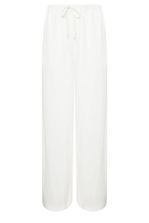 LTS Tall Women's White Linen Wide Leg Linen Look Trousers | Long Tall Sally