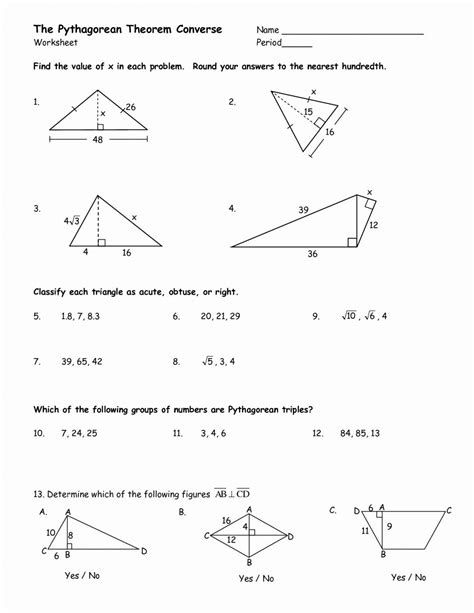 Pythagorean Theorem Practice Worksheet