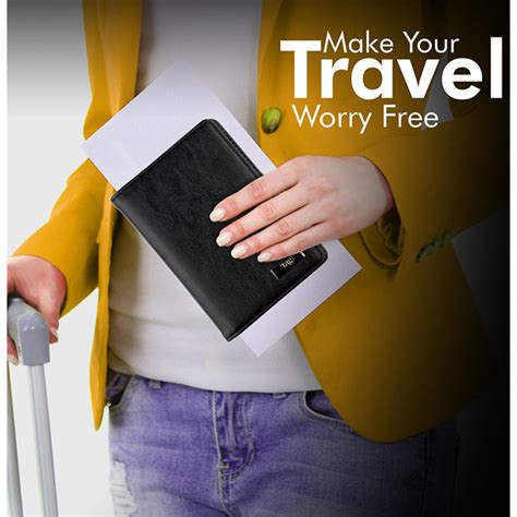 Vegan Leather Passport Holder with NFC Technology (Black) – Kesari-IN