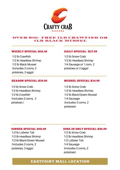 Eastpoint Mall | Dining | Crafty Crab Seafood