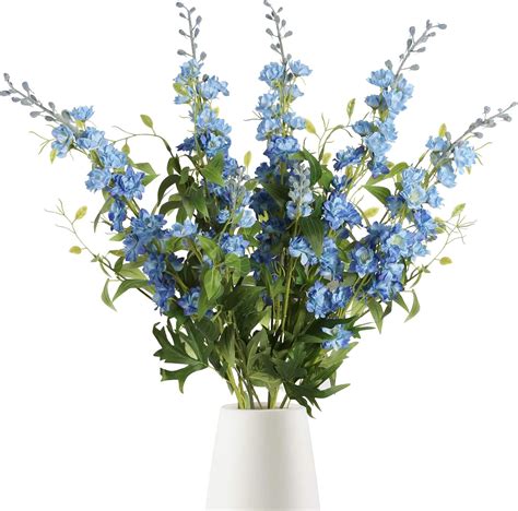 Amazon.com: wowprkif 33.5" Blue Flowers 9 PCS Silk Delphinium Combo ...