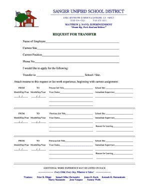 Fillable Online REQUEST FOR TRANSFER Fax Email Print - pdfFiller