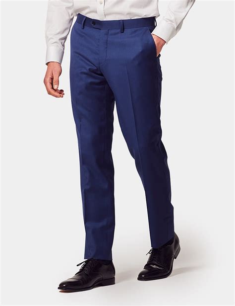 Men's Royal Blue Twill Slim Fit Suit Pants