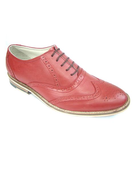 Buy ASM High Fashion Red Color Italian Leather Brogue Shoes with ...