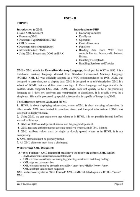 Introduction to XML and PHP Notes - UNIT – II TOPICS: Introduction to ...