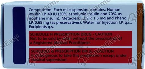 Human Mixtard 40 IU/ML Suspension For Injection (10): Uses, Side ...