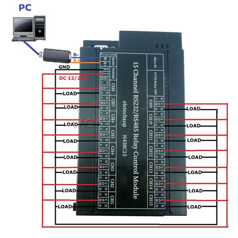 Buy 15-way RS485 RS232 Modbus RTU Relay PLC DO PC UART Serial Port ...